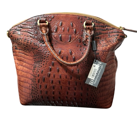 BRAHMIN Large Duxbury Crocodile-Embossed Dome Satchel NWT - Picture 3 of 9
